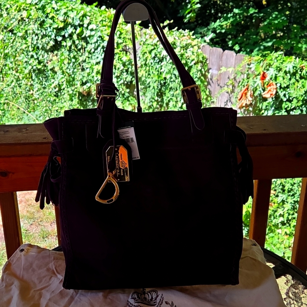Ralph Lauren Suede Shenandoah Concord Grape Tote